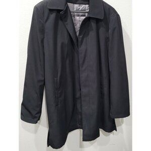 Mens Joseph Abboud Black Trench Coat with Removable Liner Size L